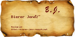 Bierer Jenő névjegykártya